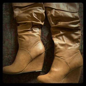 Women’s brown calf-high boots